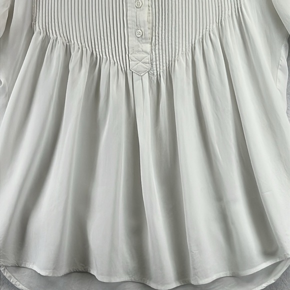 Sundance Pintuck Blouse Size M White Rayon Full Elbow Sleeves Button Front EUC - Picture 4 of 12